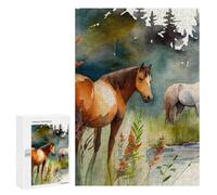 300 PCS Jigsaws Adults Puzzles Serene Meadows Horse Jigsaw for Adults Toy Wall Decor Perfect Decoration for Is Ideal As A Gift 300 PCS