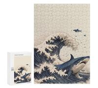 300 PCS Jigsaws Adults Puzzles Shark in Japan Great Wave Jigsaws for Adults Toy Wall Decor Home Decoration for Is Ideal As A Gift 300 PCS