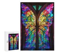 300 PCS Jigsaws Adults Puzzles Stained Glass Fairy Wings Jigsaw for Adults Hands-on Game Precision Cutting Parent-child Interaction 300 PCS
