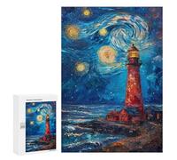 300 PCS Jigsaws Adults Puzzles Starry Night Lighthouse Jigsaw for Adults Toy Wall Decor Perfect Decoration for Is Ideal As A Gift 300 PCS