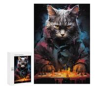 300 PCS Jigsaws Adults Puzzles Strategic Cat Chess Master Adult Puzzles Relaxing Games Precision Cutting Unique Gifts for Birthday And Christmas 300 PCS