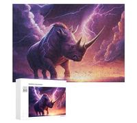 300 PCS Jigsaws Adults Puzzles Thundering Rhino Majesty Jigsaws for Adults Relaxing Games Difficult Challenge Difficult And Challenge 300 PCS