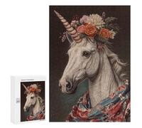 300 PCS Jigsaws Adults Puzzles Unicorn with Flowers Jigsaw for Adults Hands-on Game Precision Cutting Parent-child Interaction 300 PCS