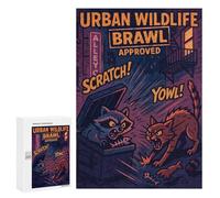 300 PCS Jigsaws Adults Puzzles Urban Wildlife Brawl Cartoon Illustration Jigsaws for Adults Toy Wall Decor Home Decoration for Is Ideal As A Gift 300 PCS