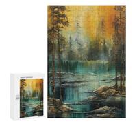 300 PCS Jigsaws Adults Puzzles Vintage Lakeside Forest Jigsaw for Adults Toy Wall Decor Perfect Decoration for Is Ideal As A Gift 300 PCS