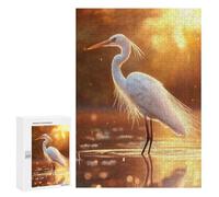 300 PCS Jigsaws Adults Puzzles White Heron at Sunset Jigsaws for Adults Family Games Presents for Women for Is Ideal As A Gift 300 PCS