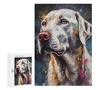300 PCS Jigsaws Adults Puzzles White Labrador Painting Jigsaws for Adults Relaxing Games Difficult Challenge Difficult And Challenge 300 PCS
