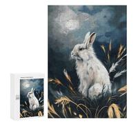 300 PCS Jigsaws Adults Puzzles White Rabbit Under Moonlight Adult Puzzles Relaxing Games Precision Cutting Unique Gifts for Birthday And Christmas 300 PCS