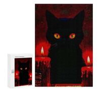 300 PCS Jigsaws Adults Puzzles Witch Black Cat And Red Candles Jigsaw Puzzle Family Game Analysis And Logic Parent-child Interaction 300 PCS