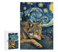 300 PCS Jigsaws Adults Puzzles Wolf Dreams Under Starry Night Sky Jigsaws for Adults Toy Wall Decor Home Decoration for Is Ideal As A Gift 300 PCS