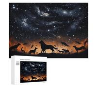 300 PCS Jigsaws Adults Puzzles Wolves Under A Starlit Sky Adult Puzzles DIY Toys But Fun And Humorous Unique Gifts for Birthday And Christmas 300 PCS