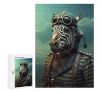 300 PCS Jigsaws Adults Puzzles Zebra As A Pilot Adult Puzzles Relaxing Games Precision Cutting Unique Gifts for Birthday And Christmas 300 PCS