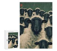 300 PCS Jigsaws Black Sheep Painting Art Jigsaws for Adults Puzzle Hand Speed Race Help The Brain Exercise Beautiful Design Game 300 PCS