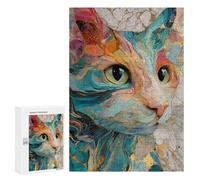 300 PCS Jigsaws Colorful Abstract Cat Art-5 Jigsaws for Adults Puzzle Hand Speed Race Help The Brain Exercise Beautiful Design Game 300 PCS