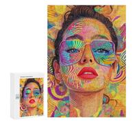 300 PCS Jigsaws Colorful Abstract Portrait Art Jigsaws for Adults Puzzle Hand Speed Race Help The Brain Exercise Beautiful Design Game 300 PCS