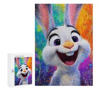 300 PCS Jigsaws Colorful Bunny Painting Artwork Jigsaws for Adults Puzzle Hand Speed Race Help The Brain Exercise Beautiful Design Game 300 PCS