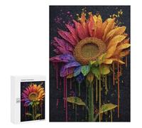 300 PCS Jigsaws Colorful Sunflower Painting Jigsaws for Adults Puzzle Hand Speed Race Help The Brain Exercise Beautiful Design Game 300 PCS
