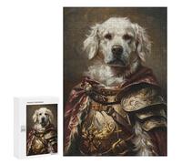 300 PCS Jigsaws Dog in Knight Armor Painting -1 Jigsaws for Adults Puzzle Hand Speed Race Help The Brain Exercise Beautiful Design Game 300 PCS