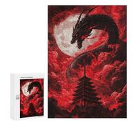 300 PCS Jigsaws Dragon Moonlit Sky Jigsaws for Adults Puzzle Hand Speed Race Help The Brain Exercise Beautiful Design Game 300 PCS