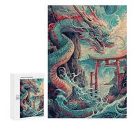 300 PCS Jigsaws Dragon Torii Gate Waves Jigsaws for Adults Puzzle Hand Speed Race Help The Brain Exercise Beautiful Design Game 300 PCS