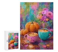 300 PCS Jigsaws for Adults Autumn Coffee Still Life Art Print Adult Jigsaw Puzzles Stress Reliever Difficult And Challenge Family Fun & Game Night 300 PCS