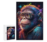 300 PCS Jigsaws for Adults Chic Monkey with Glasses Puzzle For Teenagers Precision Cutting Parent-child Interaction Stress Reduction Gifts 300 PCS