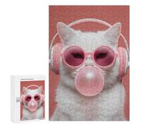 300 PCS Jigsaws for Adults Chill Cat with Bubble Gum Adult Jigsaw Puzzles Stress Reliever Difficult And Challenge Family Fun & Game Night 300 PCS