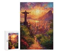 300 PCS Jigsaws for Adults Christ The Redeemer Sunset-1 Jigsaw for Teenagers Improve Memory Every Piece Is Unique - Toys Educational Games 300 PCS