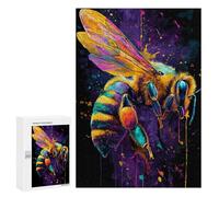 300 PCS Jigsaws for Adults Colorful Bee Art Print-2 Adult Jigsaw Puzzles Stress Reliever Difficult And Challenge Family Fun & Game Night 300 PCS