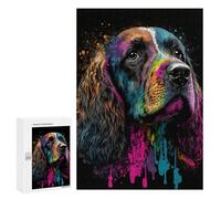 300 PCS Jigsaws for Adults Colorful Cocker Spaniel Art Print-1 Adult Jigsaw Puzzles Stress Reliever Difficult And Challenge Family Fun & Game Night 300 PCS