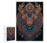 300 PCS Jigsaws for Adults Colorful Deer Mandala Art Print Adult Jigsaw Puzzles Stress Reliever Difficult And Challenge Family Fun & Game Night 300 PCS