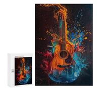 300 PCS Jigsaws for Adults Colorful Guitar Artwork Adult Jigsaw Puzzles Stress Reliever Difficult And Challenge Family Fun & Game Night 300 PCS