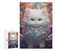 300 PCS Jigsaws for Adults Fantasy White Cat Artwork Adult Jigsaw Puzzles Stress Reliever Difficult And Challenge Family Fun & Game Night 300 PCS