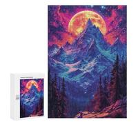 300 PCS Jigsaws for Adults Full Moon Mountain Adventure Jigsaw for Teenagers Improve Memory Every Piece Is Unique - Toys Educational Games 300 PCS