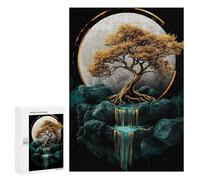 300 PCS Jigsaws for Adults Golden Tree Moonlit Reflection Adult Jigsaw Puzzles Stress Reliever Difficult And Challenge Family Fun & Game Night 300 PCS