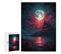 300 PCS Jigsaws for Adults Halloween Haunted House Scene -1 Adult Jigsaw Puzzles Stress Reliever Difficult And Challenge Family Fun & Game Night 300 PCS