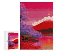 300 PCS Jigsaws for Adults Japanese Sunset with Mount Fuji Adult Jigsaw Puzzles Stress Reliever Difficult And Challenge Family Fun & Game Night 300 PCS