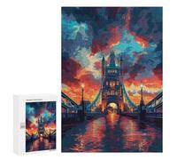 300 PCS Jigsaws for Adults London Bridge Sunset Jigsaw for Teenagers Improve Memory Every Piece Is Unique - Toys Educational Games 300 PCS