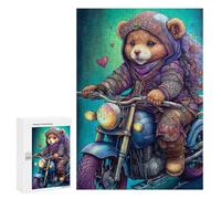 300 PCS Jigsaws for Adults Motorcycle Riding Panda Art Print Adult Jigsaw Puzzles Stress Reliever Difficult And Challenge Family Fun & Game Night 300 PCS