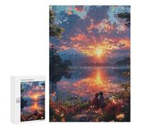 300 PCS Jigsaws for Adults Puzzle Anime Sunset Lake Romance Jigsaw Puzzles for Adults For Family Fun for Birthday, Chrismas Unique Challenge Game 300 PCS