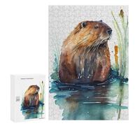 300 PCS Jigsaws for Adults Puzzle Beaver Watercolor Puzzles for Adults Toy Wall Decor Enhance Memory Gifts for Friends And Family 300 PCS