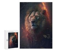 300 PCS Jigsaws for Adults Puzzle Burning Fantasy Lion Jigsaw for Adults Fun Games Presents for Women Challenging To Complete 300 PCS