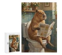 300 PCS Jigsaws for Adults Puzzle Capybara Reading Newspaper on Toilet Puzzles for Teenagerss Birthday Present Help The Brain Exercise Challenging Game Gifts 300 PCS