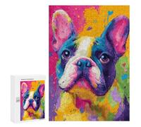 300 PCS Jigsaws for Adults Puzzle Colorful French Bulldog Art Print-2 Jigsaw Puzzles for Adults For Family Fun for Birthday, Chrismas Unique Challenge Game 300 PCS