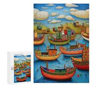 300 PCS Jigsaws for Adults Puzzle Colorful Harbor Scene Jigsaw Puzzle Hands-on Game But Fun And Humorous Birthday Present, Gifts, 300 PCS