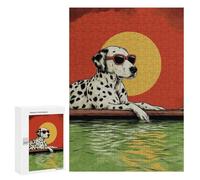 300 PCS Jigsaws for Adults Puzzle Cool Dalmatian Dog with Sunglasses Puzzles for Adults Toy Wall Decor Enhance Memory Gifts for Friends And Family 300 PCS