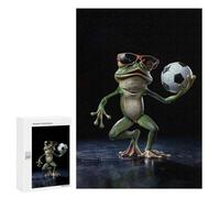 300 PCS Jigsaws for Adults Puzzle Cool Frog with Soccer Ball Puzzle for Adults Family Game Difficult Challenge Gifts for Friends And Family 300 PCS