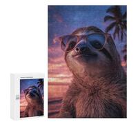 300 PCS Jigsaws for Adults Puzzle Cool Sloth on Beach at Sunset Puzzles for Adults Toy Wall Decor Enhance Memory Gifts for Friends And Family 300 PCS