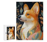 300 PCS Jigsaws for Adults Puzzle Corgi with Floral Pattern Animal Puzzles for Teenagerss Birthday Present Help The Brain Exercise Challenging Game Gifts 300 PCS