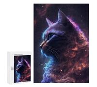 300 PCS Jigsaws for Adults Puzzle Cosmic Feline Profile Jigsaw for Adults Fun Games Presents for Women Challenging To Complete 300 PCS